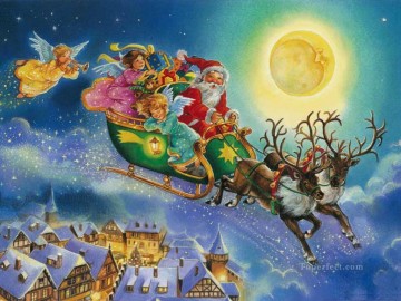 Weihnachtsmann mit Winkeln Kinder Ölgemälde